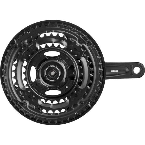 Shimano Altus trekking crankset FC-CM311 zwart met 48/38/28T kettingwiel en kettingbeschermer, geschikt voor 7/8 snelheid