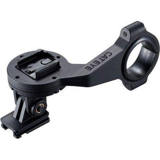 Cateye Out Front Of200 stuurhouder voor fiets, geschikt voor Ø31,8 mm stuur, zwart kunststof, gemonteerd op fiets stuur.