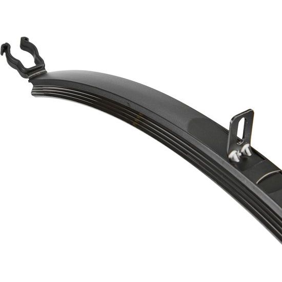 Zwarte SKS Velo 42 Urban spatbordset voor 28-inch fietsen met PVC-stangen en 42 mm breedte, zichtbaar op de afbeelding.