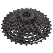 Shimano Acera CS-HG200 9-speed cassette met metalen tanden en zwarte behuizing, geschikt voor mountainbikes en racefietsen