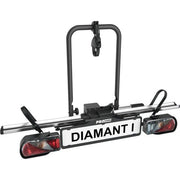 Pro-User Diamant 1 fietsendrager voor trekhaak, vouwbaar, geschikt voor één fiets met stevige constructie en verstelbare bevestigingen.