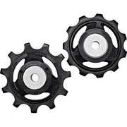 Shimano Ultegra RD-R8000/RD-R8050 derailleurwielset 11-speed set, close-up van de fietsonderdelen op een witte achtergrond