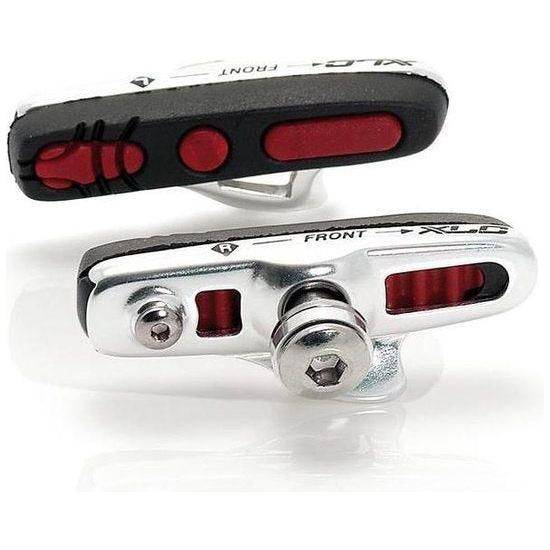 Set van vier XLC remblokjes voor velgrem, zwart en rood, geschikt voor caliper race remmen, 55 mm remschoen.