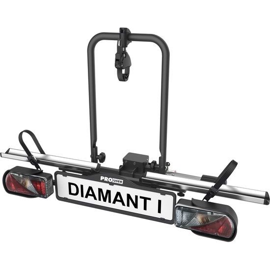 Pro-User Diamant 1 fietsendrager voor trekhaak, inklapbaar, geschikt voor één fiets, vouwbaar en stevig.