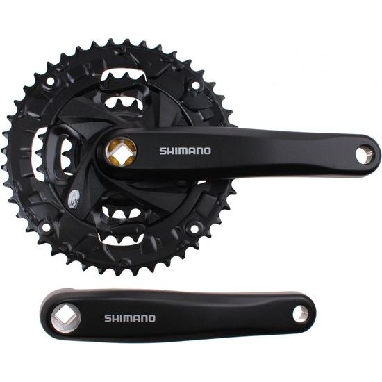 Shimano trekking crankstel FC-M371 met 3x9 versnellingen, 175 mm, zwart, met 48-36-26T kettingbladen, zichtbaar op afbeelding