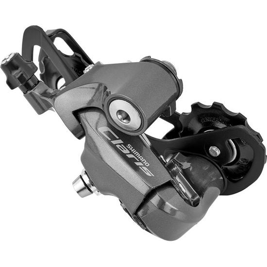 Shimano Claris RD-R2000 achterderailleur voor 8-speed top normal, zichtbaar met derailleur en schakelkabel.