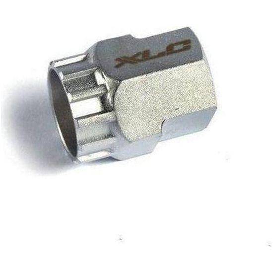 XLC Shimano Hg To-S13 cassette afnemer in zilver, geschikt voor fietscassettes, zichtbaar op de afbeelding