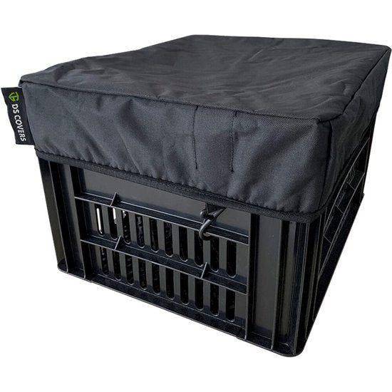 Zwarte DS Covers krat afdekhoes voor fietsmand of krat, maat 35x45 cm, beschermt tegen stof en vuil