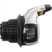 Shimano SL-RS45 Tourney 3-speed shifters, linker, zwart en zilver, voor soepele schakeling op fiets.