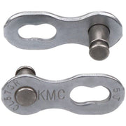 Set van twee zilveren KMC Missinglink 7/8R EPT kettingschakels van 7,1 mm voor fietskettingen, gemaakt van stevig staal.