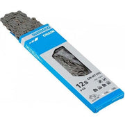 Shimano CN-M7100 12-speed MTB en E-bike ketting met quick link, zwart en metalen schakelkettinkje, zichtbaar op afbeelding