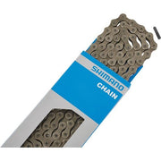 Shimano CN-HG95 10-speed ketting met 116 schakels en kettingpen, geschikt voor fietstransmissies, zwart en metalen uitstraling.