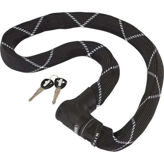 Abus Iven Chain 8210 kettingslot met 8 mm dik ketting en ART 2 keurmerk, geschikt voor extra beveiliging van fietsen.