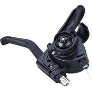 Shimano Tourney ST-E41 3-speed shifters met linker remhendel in zwart, geschikt voor fietsversnellingen.