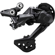 Shimano Deore M5120 SGS achterderailleur voor 10/11 snelheden, direct-mount, zwart, zichtbaar op de fiets.