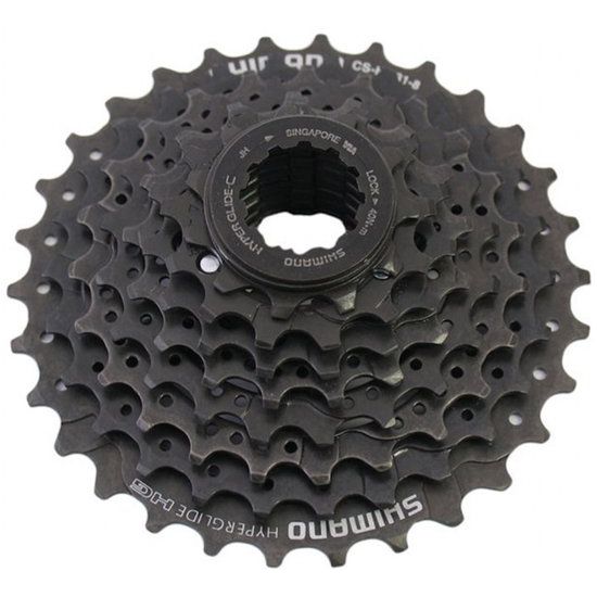 Shimano Altus HG31 8-speed cassette voor mountainbikes en racefietsen, zichtbaar op de afbeelding.
