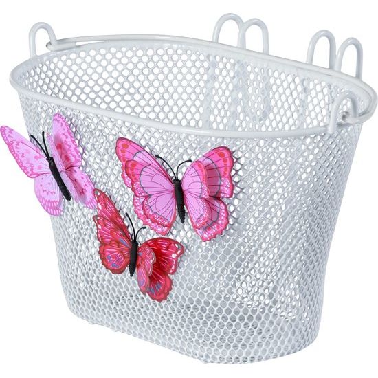 Basil Jasmin Butterfly kinderfietsmand van staal met bevestigingshaken, geschikt voor veilige en stijlvolle fietstassen.