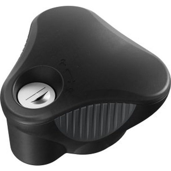 Thule Acutight 528 fietsendrager draaiknop met aanhaalmomentfunctie, close-up van de bevestigingsknop en mechanisme.