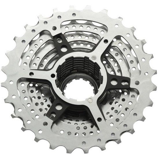 Shimano Alivio Hg51 8-speed cassette met metalen tanden en zwarte behuizing, geschikt voor mountainbikes en racefietsen