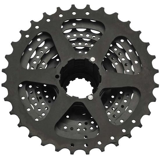 Shimano Altus HG31 8-speed cassette voor fiets, zichtbaar met tandwielen en mechanisme in close-up.