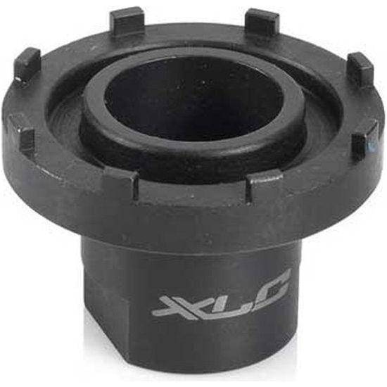 Zwart XLC cassetteafnemer Bosch Active/Performance To-E01 sluitmoer Spider voor fiets, close-up van de fietsonderdelen.