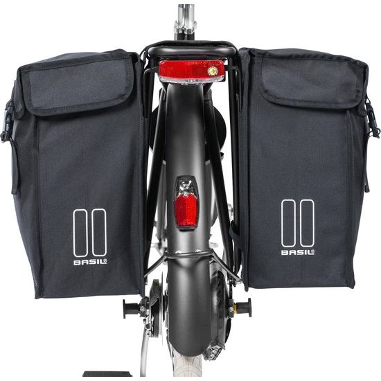 Basil Mara XXL 47 Liter Dubbele Fietstas Zwart Waterafstotend Reflecterend