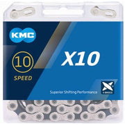 KMC X10 10-speed ketting met 122 schakels, nikkel-geplateerd, geschikt voor racefietsen en mountainbikes