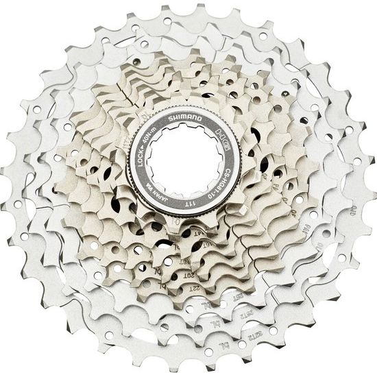 Shimano SLX CS-HG81 10-speed cassette met 11-34T tandwielen, zichtbaar op een 550x539 afbeelding.