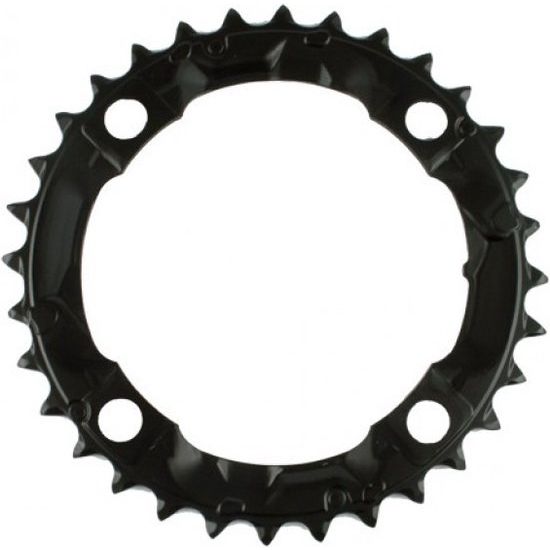 Shimano Acera FC-M361 kettingblad 4-arm zwart voor 10-speed fietssysteem, duidelijk zichtbaar op de afbeelding.