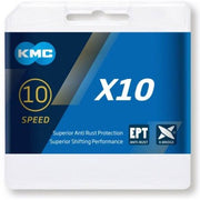 KMC X10 EPT 114 10-speed ketting in donker zilver voor fiets, 1/2 inch x 11/128 inch, geschikt voor 10-speed systemen
