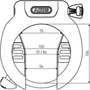 Zwart Abus Pro Amparo 4750 S ringslot met ART 2 keurmerk voor fietsbeveiliging, zichtbaar op de afbeelding.