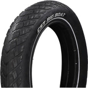 Zwarte CST Big Boat binnenband 20 x 4.00 met reflectie voor fiets of scooter, zichtbaar in de afbeelding.
