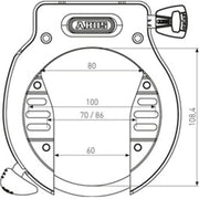 Abus Amparo 4650 SL R Ringslot ART 2 voor fietsbeveiliging, metalen slot met sleutel en stevige bevestiging.