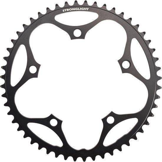 Sterklight 10-speed kettingblad in zwart, geschikt voor Shimano, Sram en FSA, 46T, Dural, steek 130 mm.