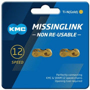 KMC TI-N Gold 12-speed missing link voor fietskettingen, geschikt voor snelle en eenvoudige kettingschakelvervanging