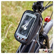 Zwarte Basil Sport Design dubbele frametas top tube 1,5 liter voor fiets, zichtbaar in de afbeelding.