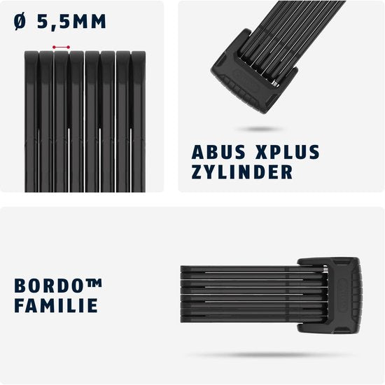 Abus Vouwslot Bordo Granit X Plus 6500K SH 120cm ART 2 - Zwart