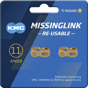 KMC X11R TI-N goud 11-speed kettingverbinder en kettingschakels, 2 stuks, geschikt voor racefietsen en mountainbikes