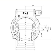 Zwarte Axa Solid ART 2 ringslot met stevige metalen behuizing en beveiligingsmechanisme voor fietsen.