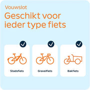 Zwart Axa vouwslot 8-130 cm met diameter van 8 mm, inklapbaar en geschikt voor beveiliging van fietsen of scooters.