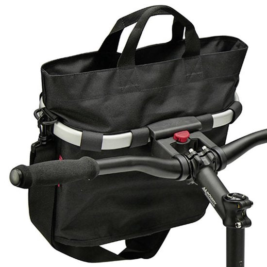 KLICKfix stuurtas fiets met compacte ontwerp en stevige bevestiging, zichtbaar op de afbeelding.