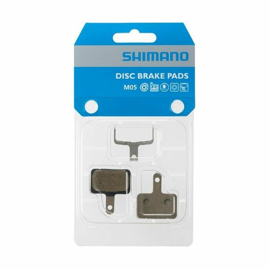 Shimano Deore M05 resin remblokset voor schijfremmen, set van remblokken met resinvoering voor optimale remprestaties.