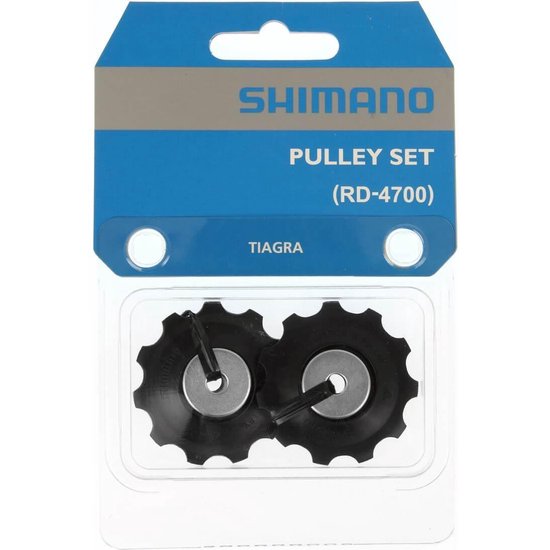Shimano Tiagra derailleurwieltjes 4700, 10 snelheid, 11 tanden, voor racefiets, zichtbaar in close-up foto.