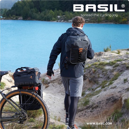 Basil fietsrugzak Miles Daypack Nordlicht 17 liter met verstelbare schouderbanden en waterbestendige stof, voor fietsen en dagelijks gebruik