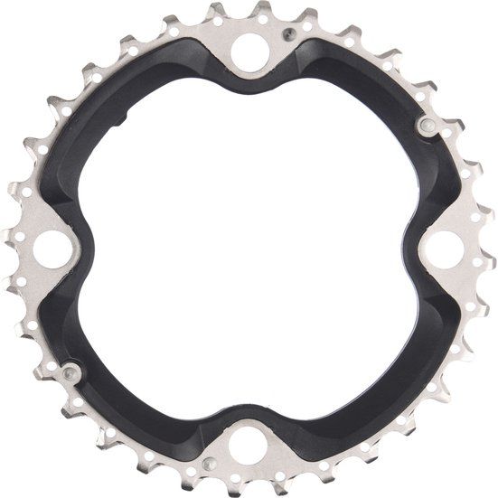 Shimano Deore FC-M610 kettingblad 32T voor 10-speed fietsen, zichtbaar in de afbeelding.
