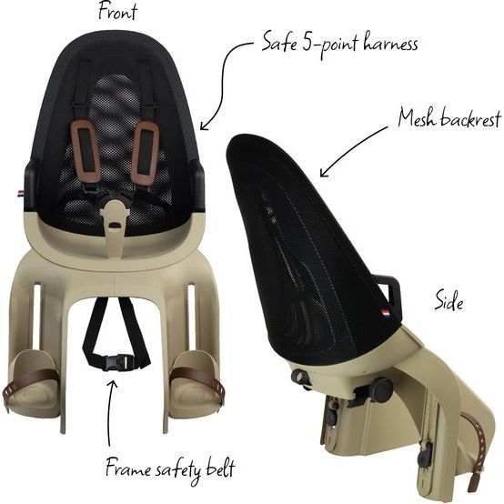 Siège enfant arrière pneumatique Qibbel avec fixation porte-bébé (CFS) - Cappuccino