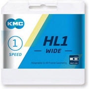 KMC HL1 Wide 1/8 ketting met 100 schakels, vernikkeld, geschikt voor single speed fietsen, zichtbaar in de afbeelding