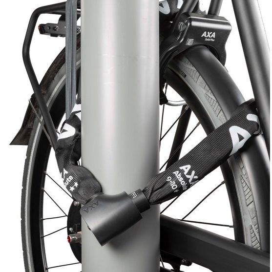 Zwart Axa Absolute 9 kettingslot ART 2 met stevige ketting en slot voor extra beveiliging van fietsen of scooters