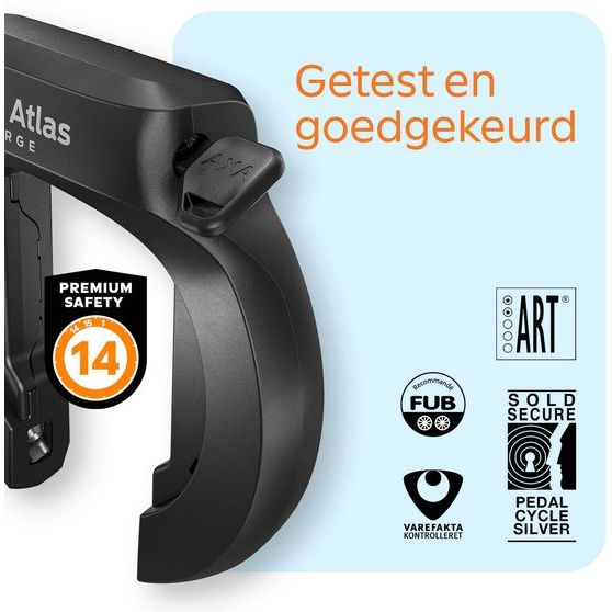 Zwart Axa ringslot blokkering op kaart, stevig en beveiligd, geschikt voor extra beveiliging van fietsen of scooters.
