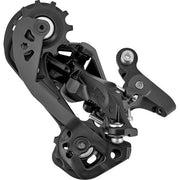 Shimano Deore M4120 SGS achterderailleur voor 2x10/11-speed mountainbikes, zwart met montage-onderdelen zichtbaar